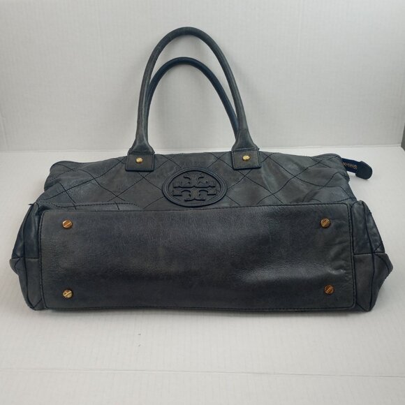 Tory Burch Blue Quilted Leather Tote Handbag - Picture 5 of 12